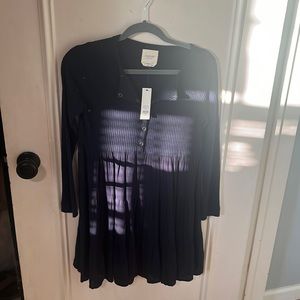 Long sleeve navy blue dress